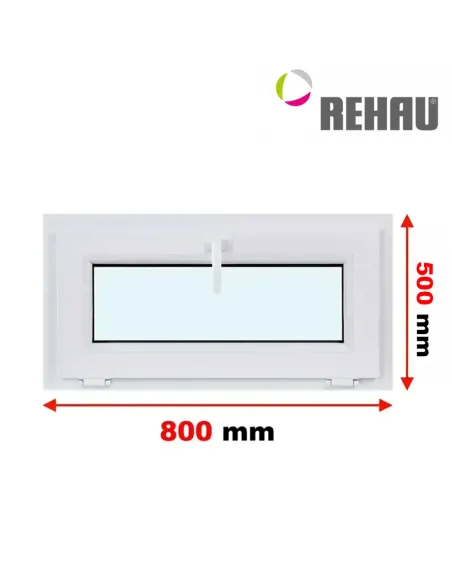 Okno PCV 80 x 50 cm Uchylne Trzyszybowe Rehau Synego