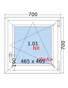 Okno PCV 70 x 70 cm Rozwierno-Uchylne Trzyszybowe Rehau Synego 2