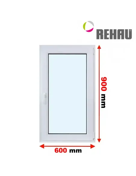 Okno PCV 60 x 90 cm Rozwierno-Uchylne Trzyszybowe Rehau Synego
