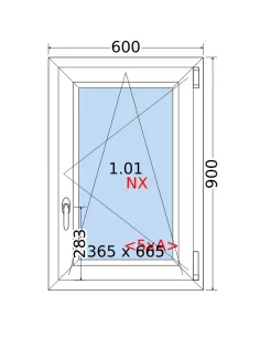 Okno PCV 60 x 90 cm Rozwierno-Uchylne Trzyszybowe Rehau Synego 2