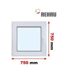 Okno PCV 75 x 75 cm Rozwierno-Uchylne Trzyszybowe Rehau Synego