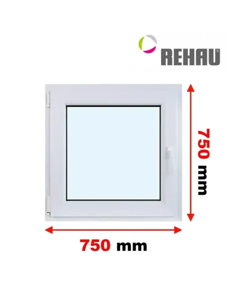 Okno PCV 75 x 75 cm Rozwierno-Uchylne Trzyszybowe Rehau Synego