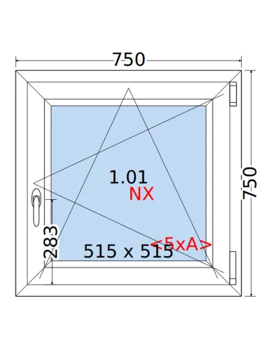 Okno PCV 75 x 75 cm Rozwierno-Uchylne Trzyszybowe Rehau Synego