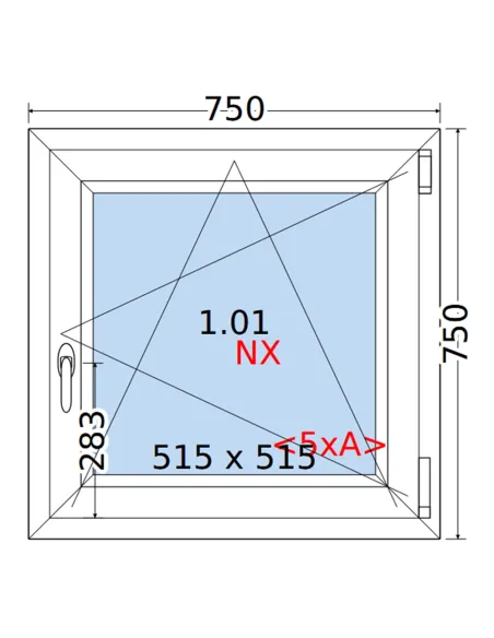 Okno PCV 75 x 75 cm Rozwierno-Uchylne Trzyszybowe Rehau Synego