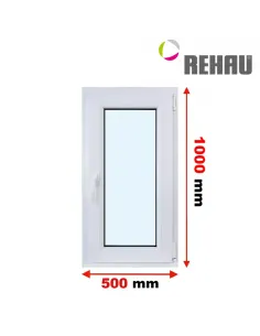 Okno PCV 50 x 100 cm Rozwierno-Uchylne Trzyszybowe Rehau Synego