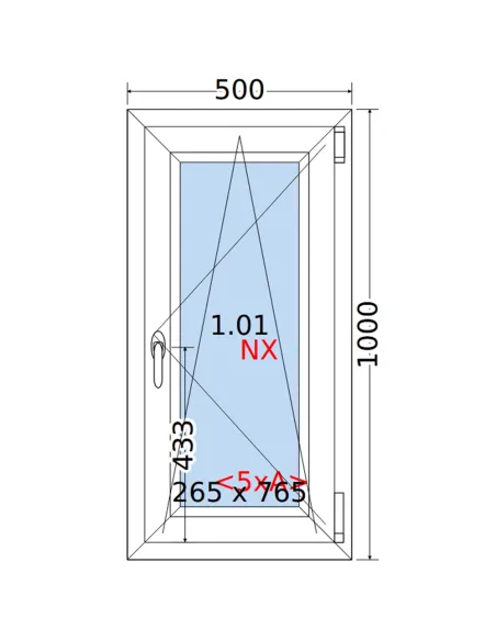 Okno PCV 50 x 100 cm Rozwierno-Uchylne Trzyszybowe Rehau Synego