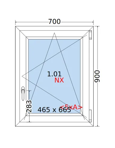 Okno PCV 70 x 90 cm Rozwierno-Uchylne Trzyszybowe Rehau Synego
