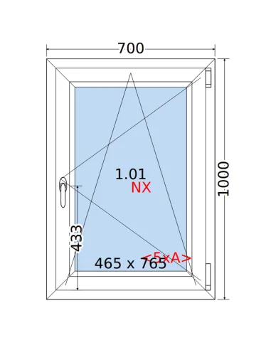 Okno PCV 70 x 100 cm Rozwierno-Uchylne Trzyszybowe Rehau Synego