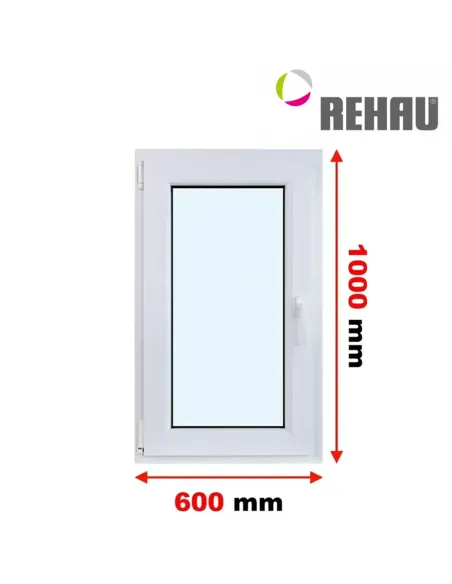 Okno PCV 60 x 100 cm Rozwierno-Uchylne Trzyszybowe Rehau Synego
