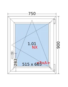 Okno PCV 75 x 90 cm Rozwierno-Uchylne Trzyszybowe Rehau Synego 2