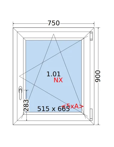 Okno PCV 75 x 90 cm Rozwierno-Uchylne Trzyszybowe Rehau Synego