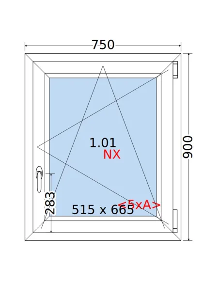 Okno PCV 75 x 90 cm Rozwierno-Uchylne Trzyszybowe Rehau Synego