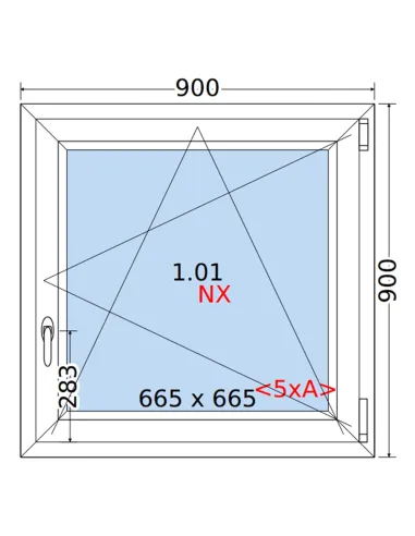 Okno PCV 90 x 90 cm Rozwierno-Uchylne Trzyszybowe Rehau Synego