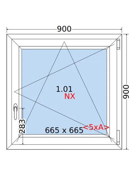 Okno PCV 90 x 90 cm Rozwierno-Uchylne Trzyszybowe Rehau Synego