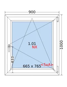 Okno PCV 90 x 100 cm Rozwierno-Uchylne Trzyszybowe Rehau Synego 2