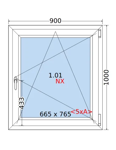 Okno PCV 90 x 100 cm Rozwierno-Uchylne Trzyszybowe Rehau Synego