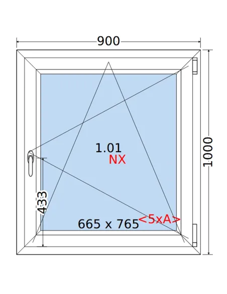 Okno PCV 90 x 100 cm Rozwierno-Uchylne Trzyszybowe Rehau Synego