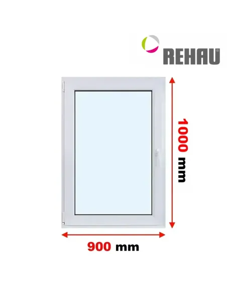Okno PCV 90 x 100 cm Rozwierno-Uchylne Trzyszybowe Rehau Synego