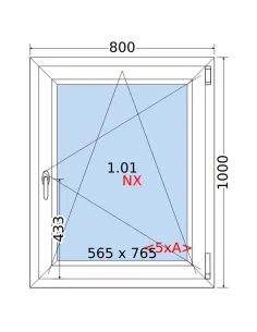 Okno PCV 80 x 100 cm Rozwierno-Uchylne Trzyszybowe Rehau Synego 2
