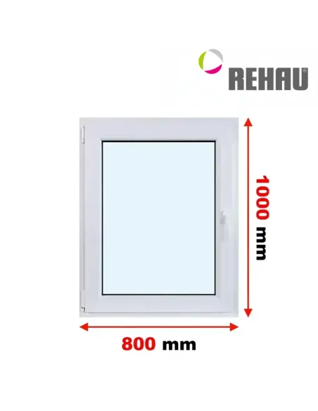 Okno PCV 80 x 100 cm Rozwierno-Uchylne Trzyszybowe Rehau Synego