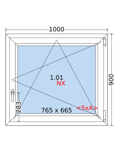 Okno PCV 100 x 90 cm Rozwierno-Uchylne Trzyszybowe Rehau Synego
