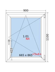 Okno PCV 90 x 110 cm Rozwierno-Uchylne Trzyszybowe Rehau Synego 2