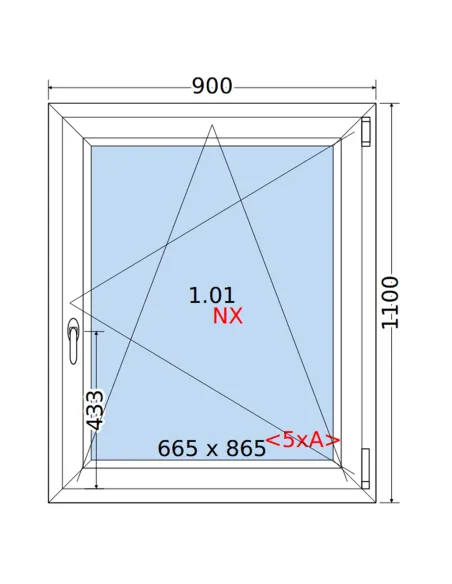 Okno PCV 90 x 110 cm Rozwierno-Uchylne Trzyszybowe Rehau Synego
