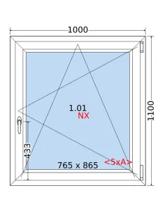 Okno PCV 100 x 110 cm Rozwierno-Uchylne Trzyszybowe Rehau Synego 2