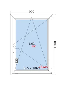 Okno PCV 90 x 130 cm Rozwierno-Uchylne Trzyszybowe Rehau Synego 2