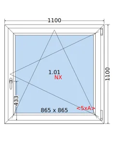Okno PCV 110 x 110 cm Rozwierno-Uchylne Trzyszybowe Rehau Synego 2