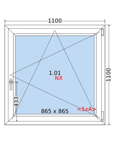 Okno PCV 110 x 110 cm Rozwierno-Uchylne Trzyszybowe Rehau Synego