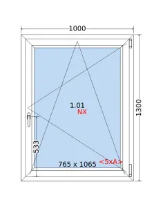 Okno PCV 100 x 130 cm Rozwierno-Uchylne Trzyszybowe Rehau Synego 2