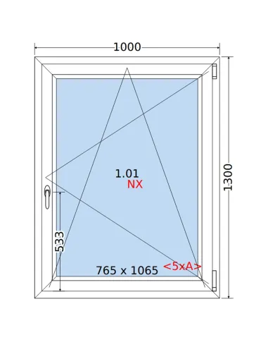 Okno PCV 100 x 130 cm Rozwierno-Uchylne Trzyszybowe Rehau Synego