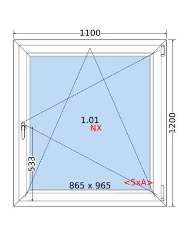 Okno PCV 110 x 120 cm Rozwierno-Uchylne Trzyszybowe Rehau Synego