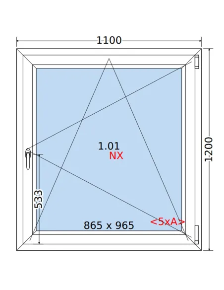 Okno PCV 110 x 120 cm Rozwierno-Uchylne Trzyszybowe Rehau Synego