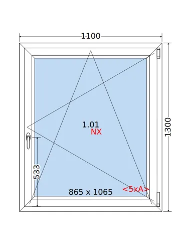 Okno PCV 110 x 130 cm Rozwierno-Uchylne Trzyszybowe Rehau Synego