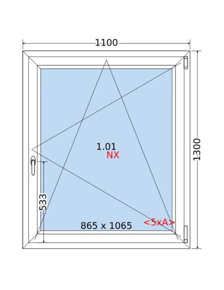 Okno PCV 110 x 130 cm Rozwierno-Uchylne Trzyszybowe Rehau Synego