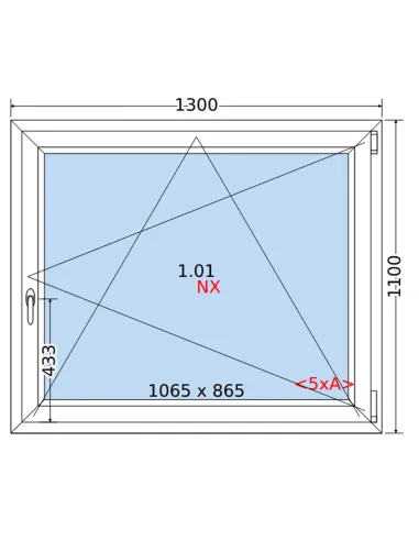 Okno PCV 130 x 110 cm Rozwierno-Uchylne Trzyszybowe Rehau Synego