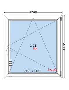 Okno PCV 120 x 130 cm Rozwierno-Uchylne Trzyszybowe Rehau Synego 2
