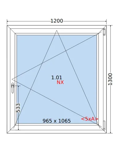 Okno PCV 120 x 130 cm Rozwierno-Uchylne Trzyszybowe Rehau Synego