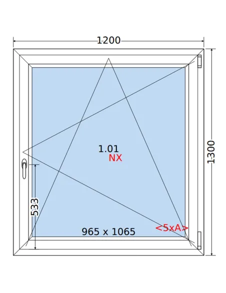 Okno PCV 120 x 130 cm Rozwierno-Uchylne Trzyszybowe Rehau Synego