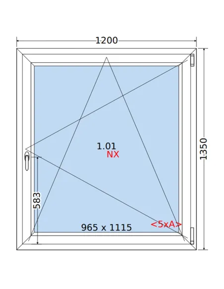 Okno PCV 120 x 135 cm Rozwierno-Uchylne Trzyszybowe Rehau Synego