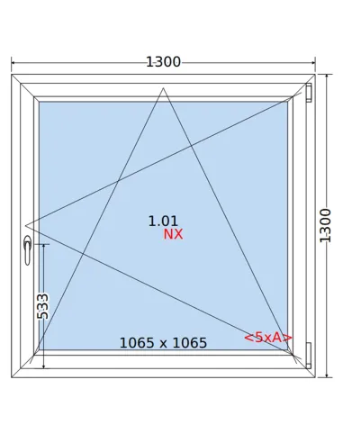 Okno PCV 130 x 130 cm Rozwierno-Uchylne Trzyszybowe Rehau Synego