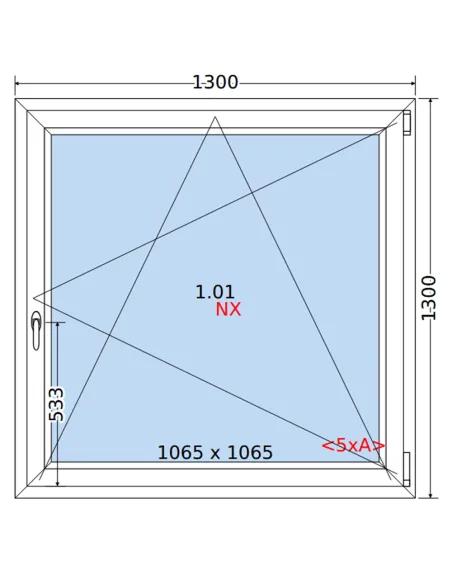Okno PCV 130 x 130 cm Rozwierno-Uchylne Trzyszybowe Rehau Synego