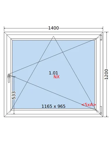 Okno PCV 140 x 120 cm Rozwierno-Uchylne Trzyszybowe Rehau Synego
