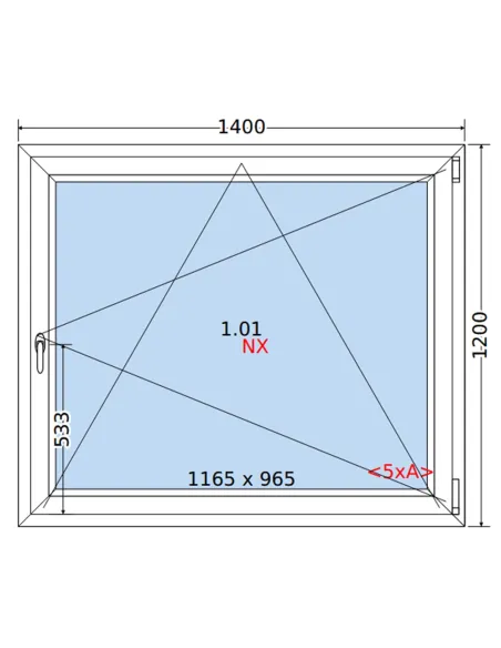 Okno PCV 140 x 120 cm Rozwierno-Uchylne Trzyszybowe Rehau Synego