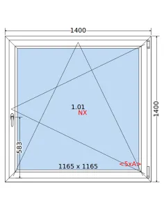 Okno PCV 140 x 140 cm Rozwierno-Uchylne Trzyszybowe Rehau Synego 2