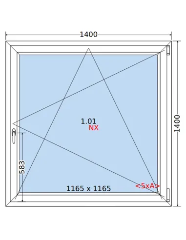 Okno PCV 140 x 140 cm Rozwierno-Uchylne Trzyszybowe Rehau Synego