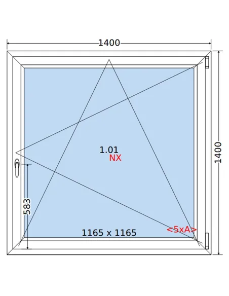 Okno PCV 140 x 140 cm Rozwierno-Uchylne Trzyszybowe Rehau Synego