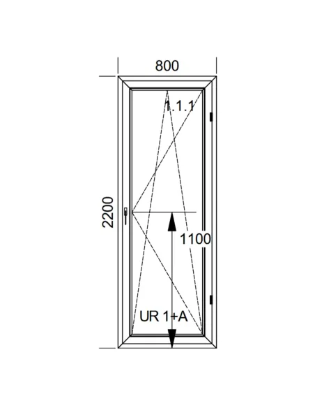 Drzwi Balkonowe PCV 80 x 220 cm Rozwierno-Uchylne Dwuszybowe Aluplast Ideal 4000